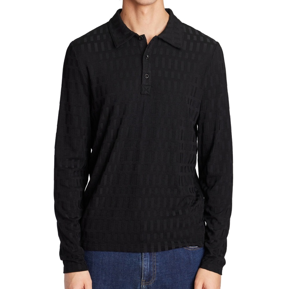 NWT Men's Black Long Sleeve Tonal Shirt Paisley & Gray